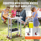 Stainless Steel Work with Wheels 24 x 12 x 32 Inch Prep with 4 Casters Heavy Duty Work V952-SYGZT12X24INDJL01V0
