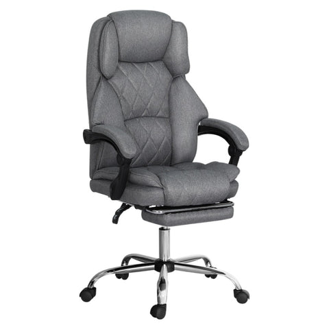 Artiss Executive Office Chair Fabric Footrest Grey OCHAIR-G-1051-FT-GY