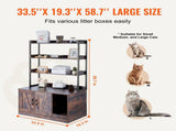 Cat Litter Box Enclosure Wooden Litter Box Furniture Hidden with 3 Shelves V952-DHSCBBSNJSMSUOAB6V0