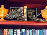 Gothic Dragon Bookends 2-Pack for Bookshelves, Smooth Black Finish, Fantasy Home Decor V1370-AZ4-10485