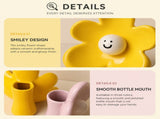 Cute Smiley Flower Ceramic Vase - Glossy Floral Shaped Decorative Vase, Modern V888-ELOSUNG57131-1