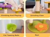 Cat Tree Flower-Shaped Cat Tree Cat Scratching Post Cat Furniture Sisal Rope - Purple - Size V1347-135-70699-PUR-40-40-48