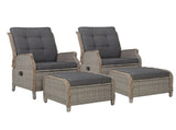 Gardeon 2PC Recliner Chair Sun lounge Wicker Lounger Outdoor Furniture Adjustable Grey ODF-RCL-RW-CHOTM-GEX2