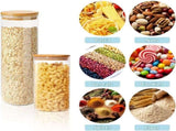 CARLA HOME 6 Pack Glass Storage Jars with Bamboo Lids for Kitchen Pantry, Pasta, Snacks, Cookies, V178-36178