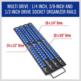 80 Socket Storage Rail Mixed Organizer Rack Holder Ball Locking 1/4" 3/8" 1/2" V465-97274