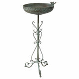 Ornate Round Birdbath w Bird 33x76cm V637-74121BRD