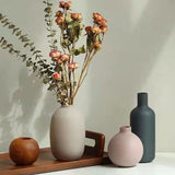 Small Vase Three-Piece Set, Desktop Round Cute Ceramic Flower Vase Simple Soft Home V1192-AZ-W-15844