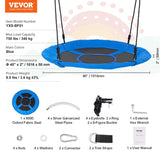 Tree Swing, 40 Inch Saucer Swing, 750lbs Weight Capacity, 900D Oxford Fabric Swing Seat with 2 Tree V952-LSFDQQLSFD409Q7D1V0