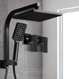 Cefito 8'' Rain Shower Head Set Handheld Round High Pressure Twins Tap Black SHOWER-A2-SQ-8-BK-TAP