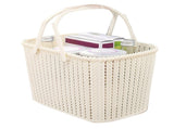 Imitation Rattan Woven Basket Plastic Handheld Fruit Storage Basket Beige for Home V1294-YM0901-3117240204111