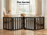 i.Pet Dog Gate Playpen Enclosure 4 Panels Pet Door Fence Wooden Play Pen Stair PET-GATE-WD-185X60-BK