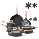 VEVOR 17 Piece Pots and Pans Set Granite Nonstick Kitchen Cookware Black V952-LGTZLGTFLTCYRQCBTV0
