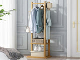 Bamboo Coat & Hat Rack Stand Shoe Shelf Thicken Wooden Hanger V178-66758