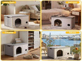 i.Pet Cat House Enclosed Shelter Plastic Nest Stackable Bench Box Outdoor Indoor Grey PET-CH-PE38-GY