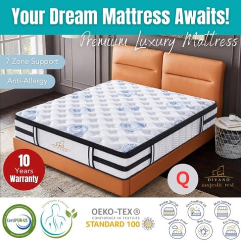 Majestic Rest Queen Size 7 Zones Luxury Premium Firm Pocket Spring 34cm Mattress V315-VO-MAJE-02