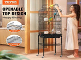 Large Bird Cage, 62 in, Open Top Parakeet Cage with Rolling Stand, Steel Bird Flight Cage with V952-ZMSDXNLL18W1DWI2NV0