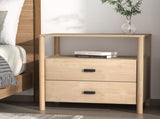 Artiss Bedside Table Nightstand 2 Drawers - Pine FUR-T-BS-03-WD