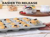 3Pcs Silicone Muffin Pan 6, 12 and 24 Cup with Metal Frame, Non Stick Jumbo Cupcake Pan with V1258-DP02-F-209