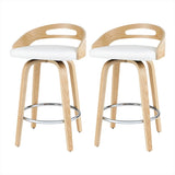 Artiss 2x Bar Stools Swivel Dining Chairs Low Back Counter Seat PU Cushion BA-TW-8566-WHX2-AB