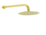 WELS Brushed Gold 8" Shower Rainfall Head 355mm Straight Wall Mounted Arm Set V1233-A201GKSR108G