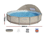 Bestway Swimming Pools 396cm x 107cm Steel Above Ground Canopy Backyard Pool Set White BW-POOL-RC-396-561FX