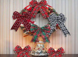 Christmas Buffalo Plaid Ribbon Wired Edge 5 Yard Plaid Burlap Ribbon Christmas Checked Burlap Ribbon V1369-AZ3-W-12449