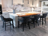 4x Velvet Upholstered Button Tufted Bar Stools with Wood Legs and Studs-Black V226-SW1824BK-2