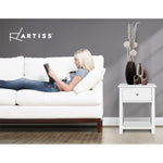 Artiss Bedside Table 1 Drawer with Shelf - EMMA White DRESS-TAB-BS-1D