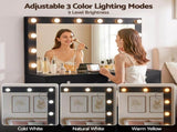 Artiss Dressing Table Charging Station LED Vanity Desk Set Stool Glass Top Make up Mirror Storage FURNI-L-DRESS08-BK-ABC