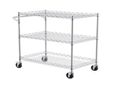 Kitchen Utility Cart, 3 Tiers, Wire Rolling Cart with 300kg Capacity, Steel Service Cart on Wheels, V952-WGCFTCCB30X184GWTV0