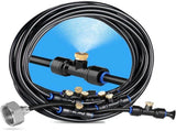 Garden Irrigation System, 19 FT 6 m, 6 Brass Mist Nozzles, Brass Adapter 3, 4", Outdoor Misting V1189-LC-HW-00216