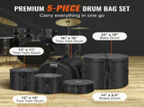 5-Piece Drum Bag Set, 1680D Oxford Fabric, Padded Drum Bags and Cases with 4.92 ft Detachable V952-GSNB1680DNJB9TCZYV0