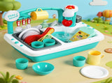 Keezi Kids Kitchen Play Set Play Pretend Sink Dishwasher Toys Green PLAY-SINK-CFL