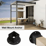 2Pcs 2X2 Square Fence Pole Flange Base Pergola Post Brackets Kit,Heavy Duty Wall Mount Anchor V1366-AZ2-W-16167