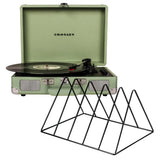 Crosley Cruiser Bluetooth Portable Turntable - Mint Gadhouse Vinyl Rack Bundle - Black V398-CR8005FVR-MT4
