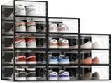 CARLA HOME 12-Pack Clear Stackable Shoe Storage Boxes - Black - Shoe Box Storage V178-36401