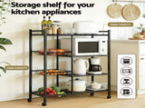 Artiss 4-Tier Kitchen Rack Microwave Bakers Storage Shelf with 3 Baskets Wheels XFEL-KR-MEL-4S-80-GR