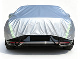 Half Car Cover Sedan with Green Reflective Strip,All Weather Car Body Cover for Sun, Rain, Dust V1189-LC-QPA-002