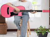 Karrera 38in Cutaway Acoustic Guitar with Carry Bag - Pink CC38-PK