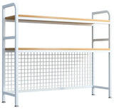 CARLA HOME 2-Tier Metal Desktop Hutch Bookshelf with Grid Panel for Computer Desk and Office V178-36220