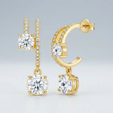 Elegant C-Shaped Drop Earrings Round Moissanite and Micro-Pave Setting, Crafted in 925 Silver V1341-ZY-RJHC842H-MOISSANITE-PREMIUMS925