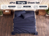 Giselle Single 500TC Cotton 4Pcs Sheet Set with 40cm Extra Deep Pocket for Thick Mattresses Sateen SHEETSETS-TC5-NB-S