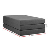 Giselle Bedding Foldable Mattress Folding Foam Double Grey FOAM-MFM-TRIO-DOU-GY