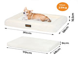 Pawz L Size Orthopedic Dog Bed with Corduroy Removable Cover Waterproof Washable Beige PT1276-L-WH