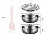 Home Salad Preparation Kit-Multifunctional Stainless Steel Vegetable Grater Bowl Set and Silicone V888-ELOSUNG56098-1