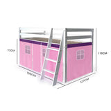 Kingston Slumber Wooden Kids Single Loft Bed Frame - Hiding Space Underneath with Interchangeable V219-BEDSBBKSL1WA