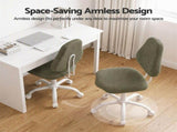 Artiss Armless Office Chair Ergonomic Soft Fleece Height Adjustable Vanity Desk Chair Green OCHAIR-M-2521-GG