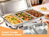 5-Star Chef Chafing Dish 7.5L 3-Pan Buffet Warmer Food Warmer Catering Server CD-9L-3Z-SS