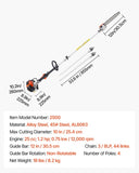 Gas Pole Saw, 25CC 2 Stroke Gas Powered Pole Saws 30.5 cm Cutting Bar, Cordless Tree Trimmer V952-ECCYJCS12INCAT18E002V0