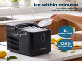 Devanti Ice Maker Portable Ice Machine Countertop Bullet Cube 12KG Black IM-ZB-E-12WL01-BK